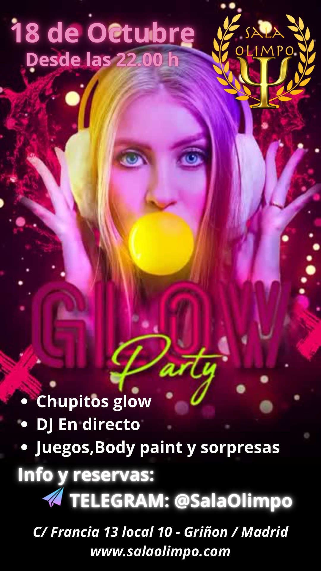 Glow Party - Fiesta Neon con Body paint y chupitos Glow
